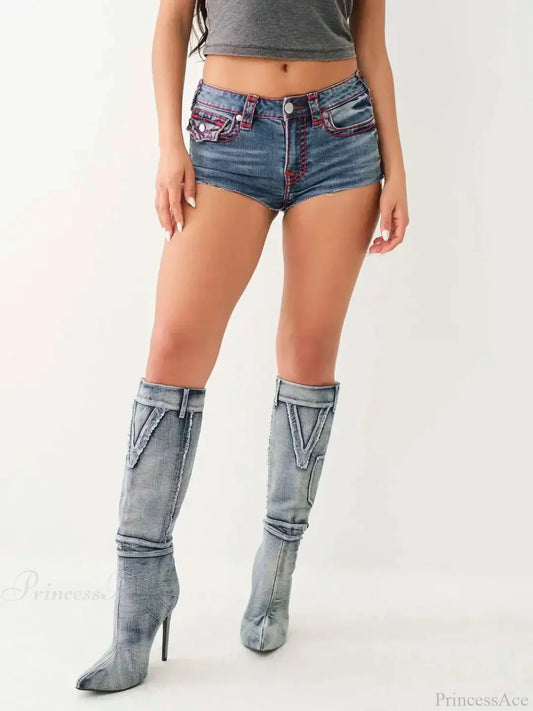 Enlightened Stitched Denim Short