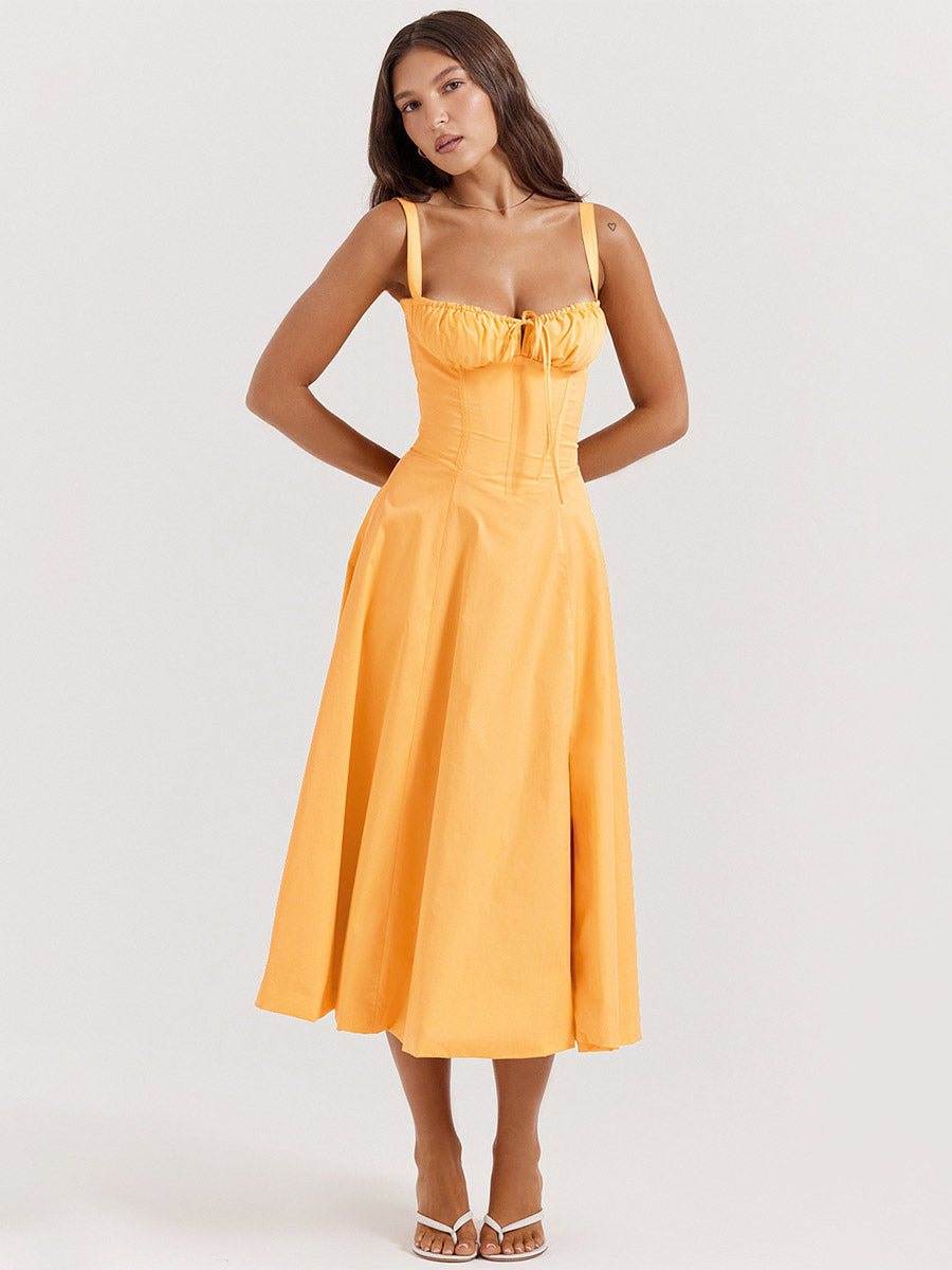 Floral Dress Midi Dress Dresses Floral Print High-slit Straps Neck Sleeveless Cottagecore Summer