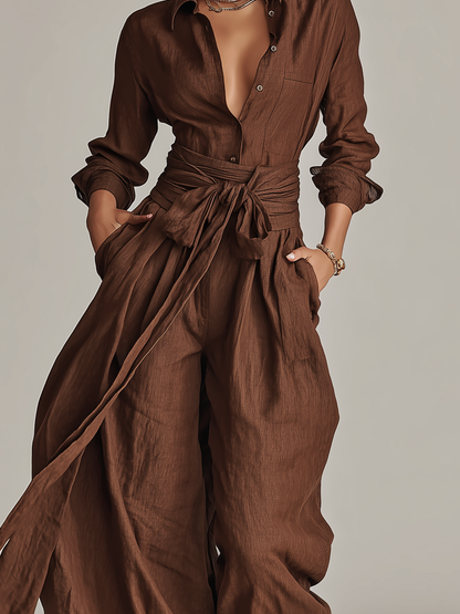 Sabrina | Woven Long Sleeve Jumpsuit