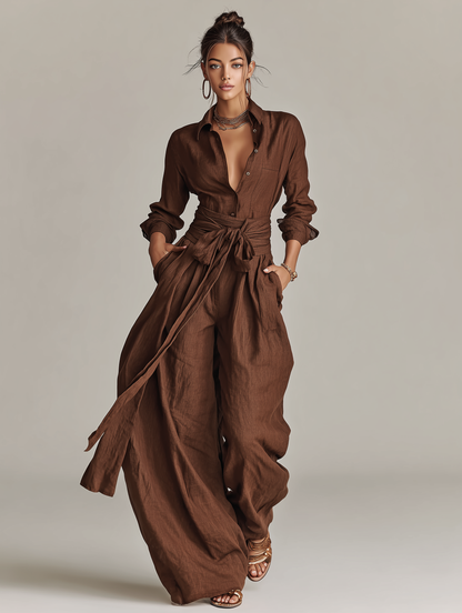 Sabrina | Woven Long Sleeve Jumpsuit