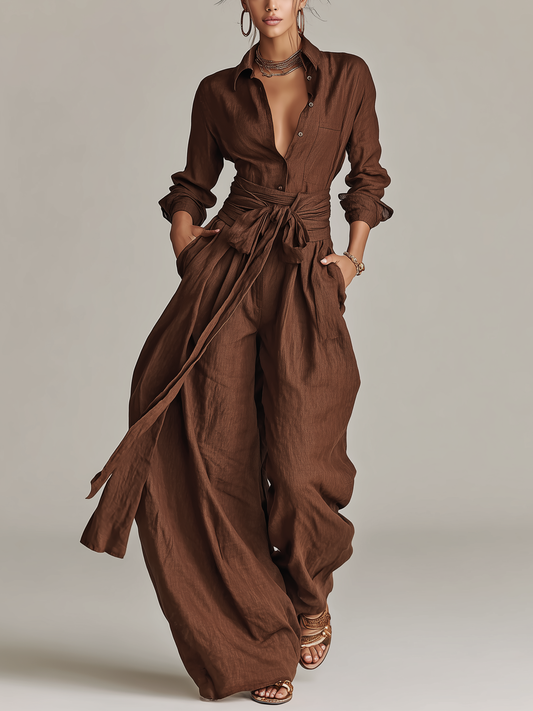 Sabrina | Woven Long Sleeve Jumpsuit