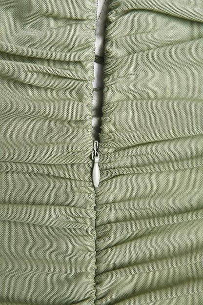 Ethel Gathered Flare Mesh Midi Dress