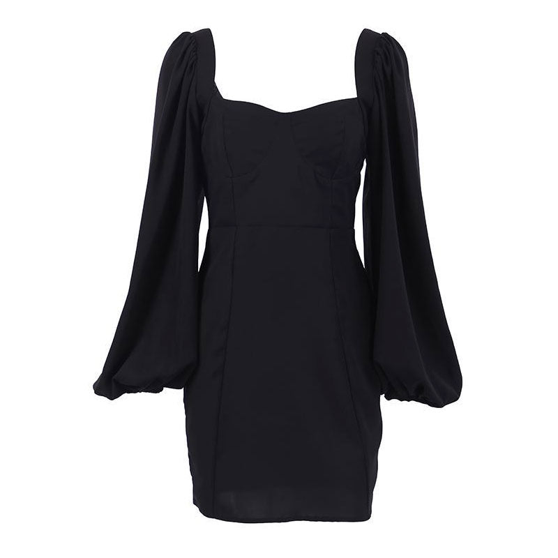 Square Neck Sweetheart Puff Sleeve Bodycon Mini Dress