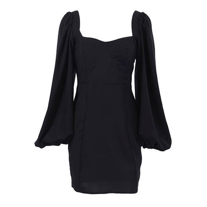 Square Neck Sweetheart Puff Sleeve Bodycon Mini Dress