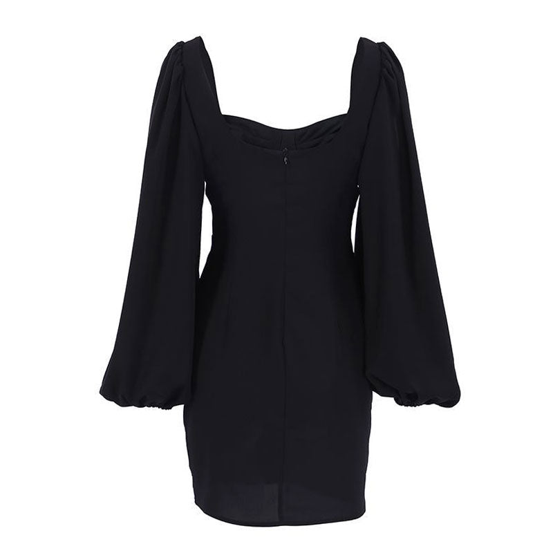 Square Neck Sweetheart Puff Sleeve Bodycon Mini Dress