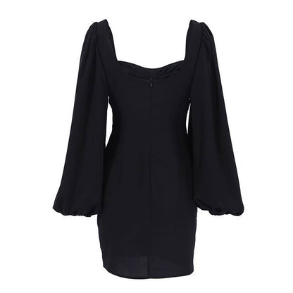 Square Neck Sweetheart Puff Sleeve Bodycon Mini Dress