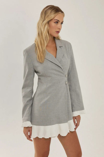 Karen Pleated Contrast Blazer Mini Dress