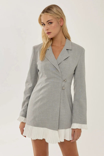 Karen Pleated Contrast Blazer Mini Dress