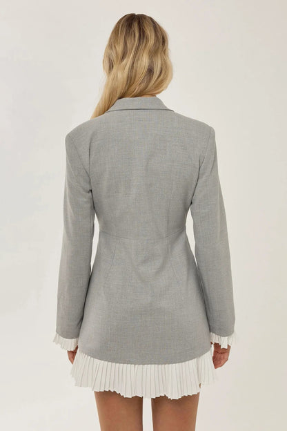 Karen Pleated Contrast Blazer Mini Dress