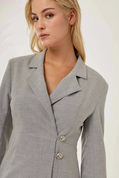 Karen Pleated Contrast Blazer Mini Dress