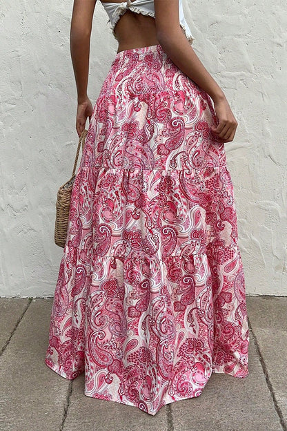 Boho Print A-Line Maxi Skirt