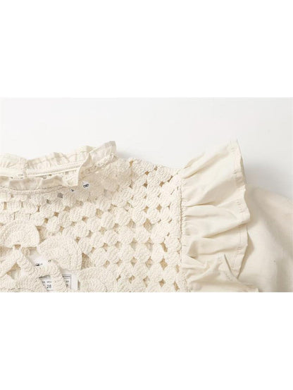 Apricot Floral Crochet Top