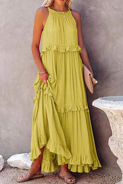 Irregular cake skirt sleeveless long mop skirt