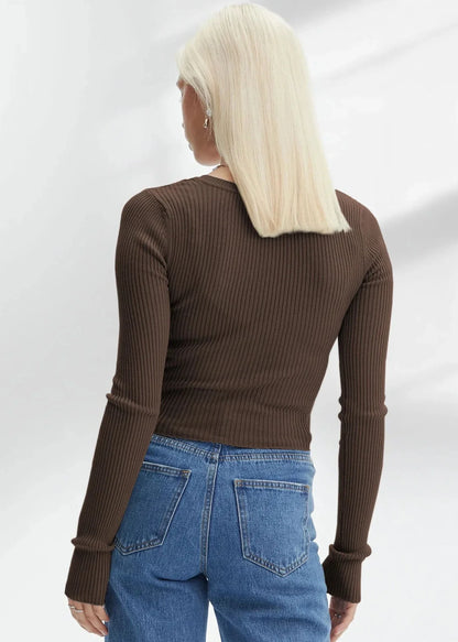 Cozy Ribbed Long-Sleeved Knit Top