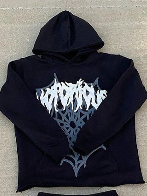 Lettering Foam Print Oversized Hoodie