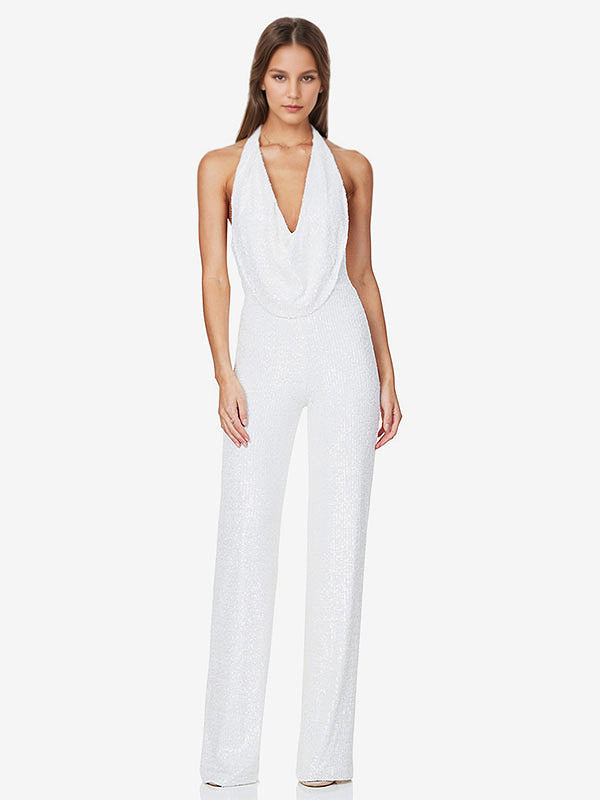 Sequin Jumpsuit Semi Formal Sleeveless Club Nightwear For Women
