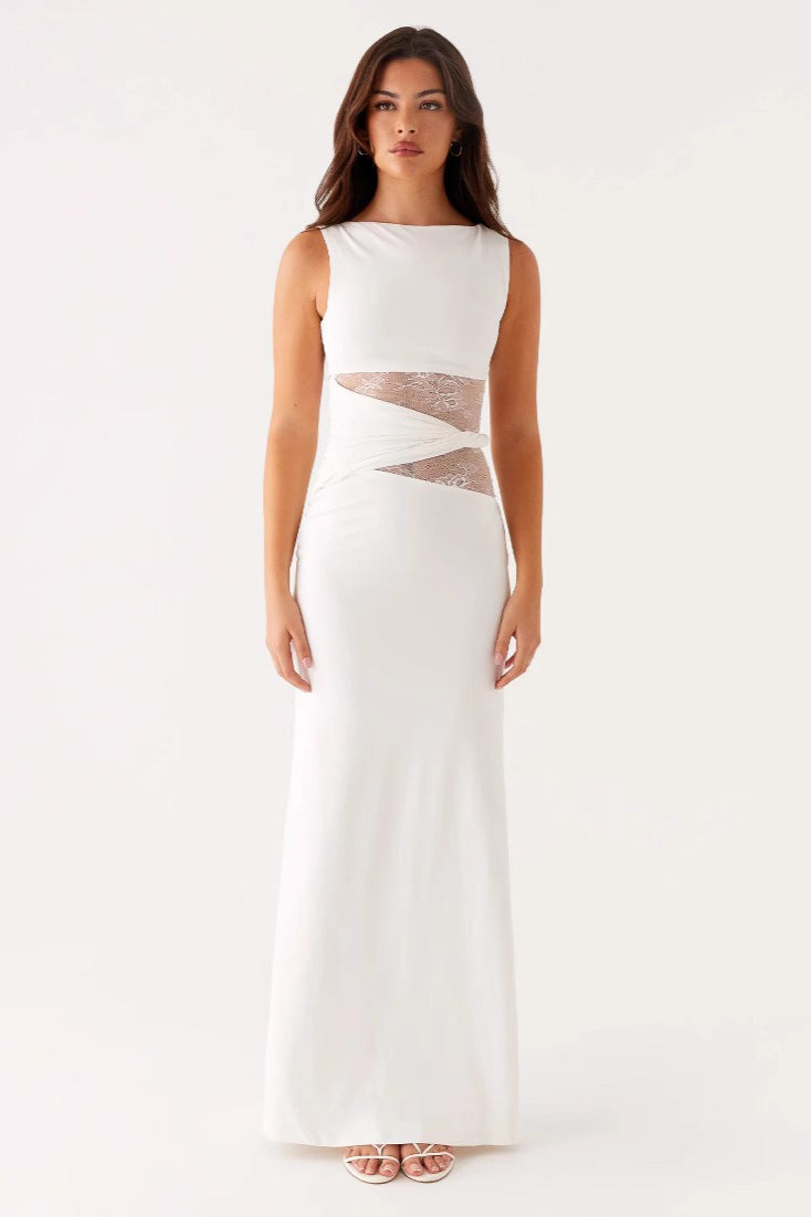 Sexy Cut Out Lace Panel Sleeveless Bodycon Dress