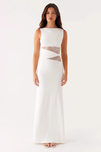 Sexy Cut Out Lace Panel Sleeveless Bodycon Dress