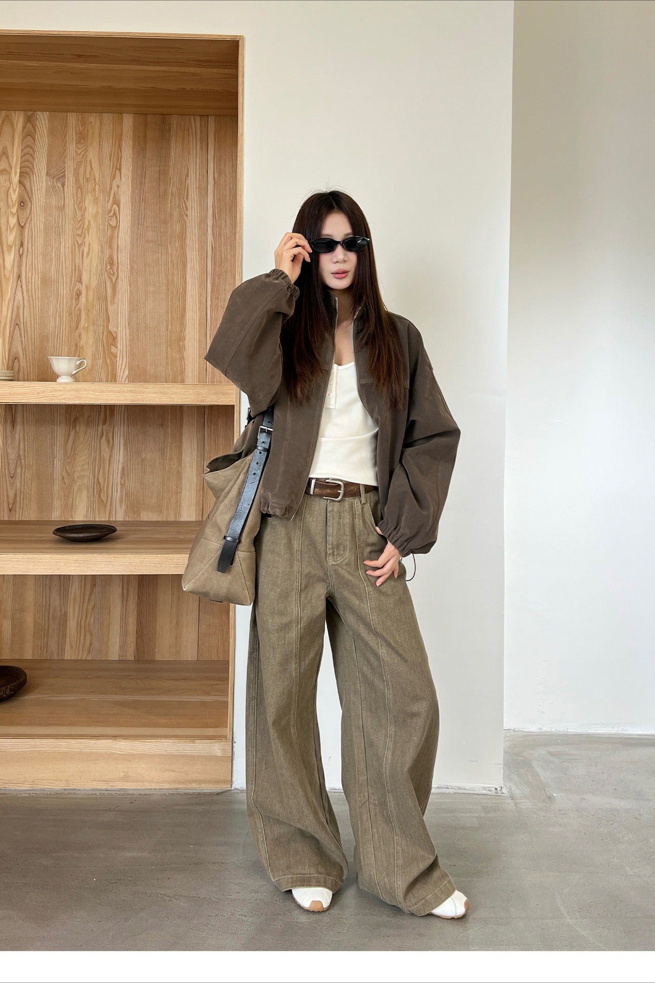 Vintage Wide-Leg Tapered Pants