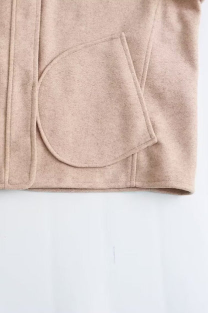 Wool Stand Collar Cropped Coat