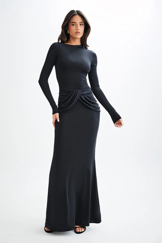 Long Sleeve Crew Neck Maxi Dress