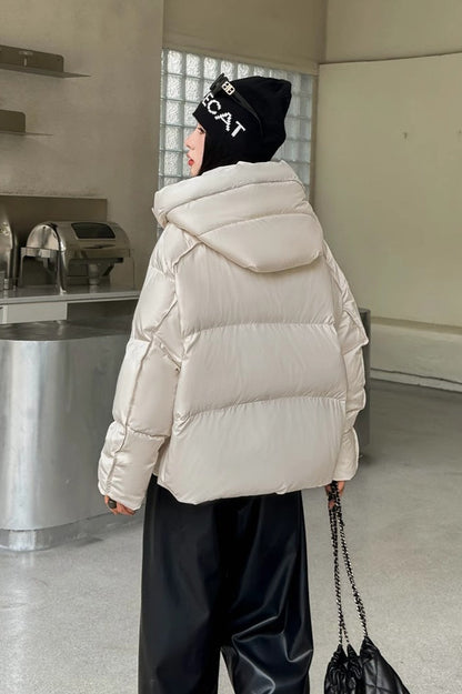 Cropped Oversized Duck Fill Puffer Jacket