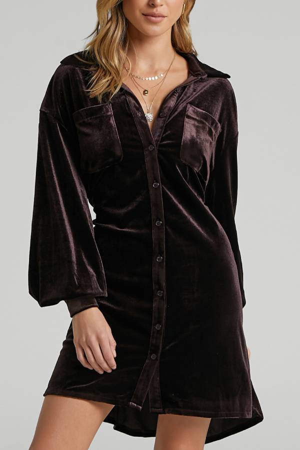 Women's gold velvet dress