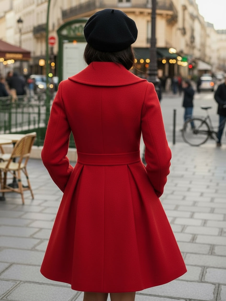 Wool Blend A-line Coat With Shawl Collar And Black Buttons For Women 2026