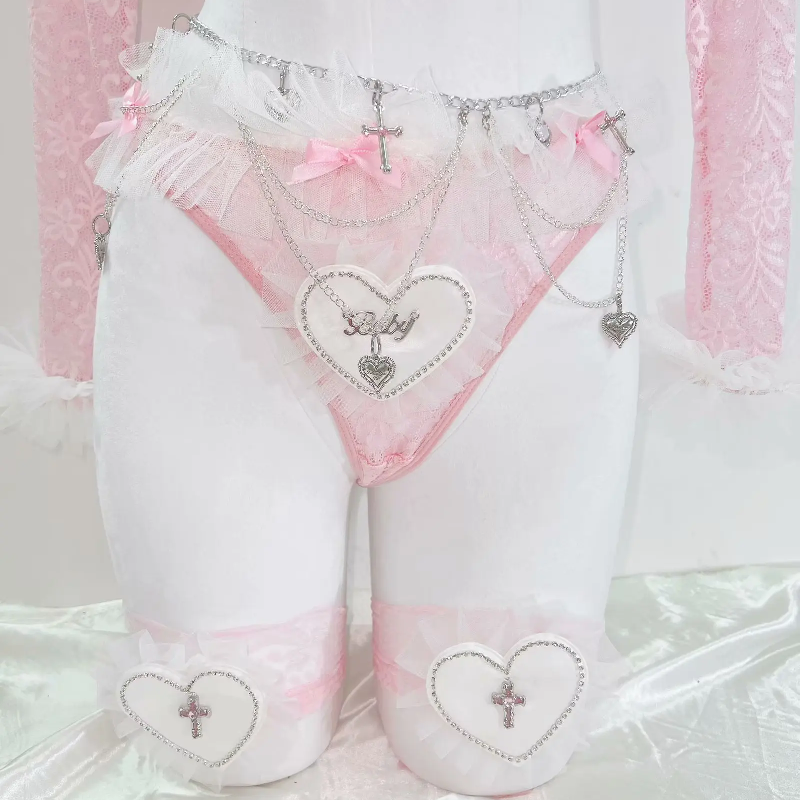 Long sleeve sweetheart pattern lace bowknot short pant set