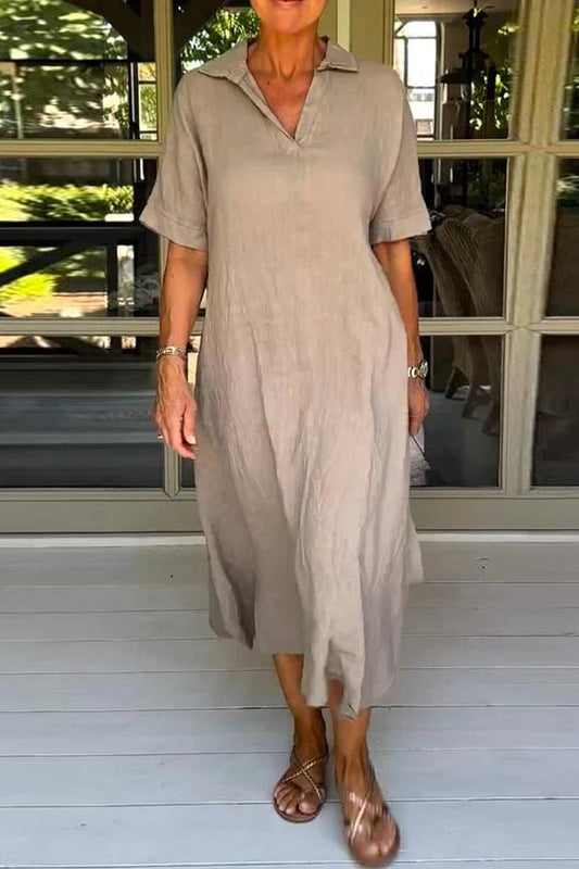 Classy Plain Half Sleeve Midi Dress