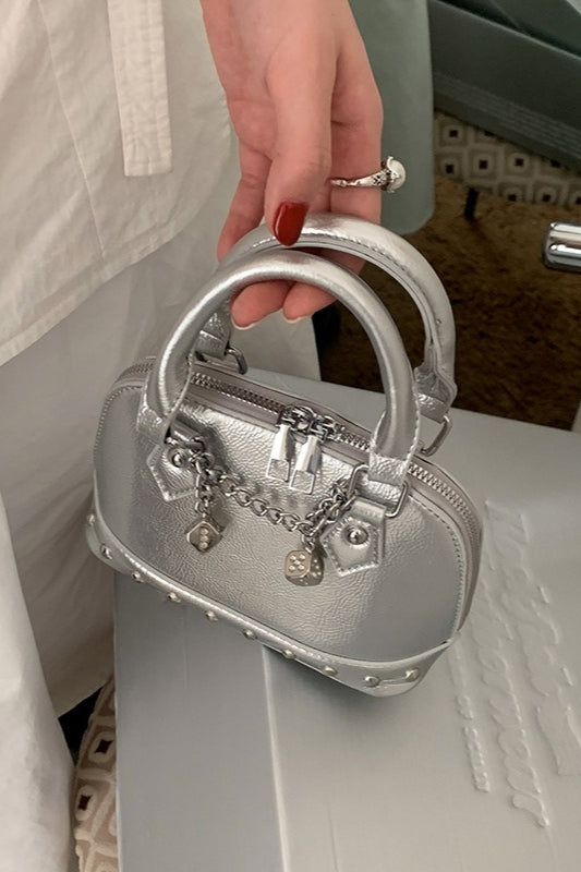 Stylish Metal Charm Sophisticated Top Handle Crossbody Bag