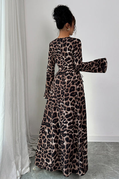 Chic Leopard Long Sleeve Maxi Dress