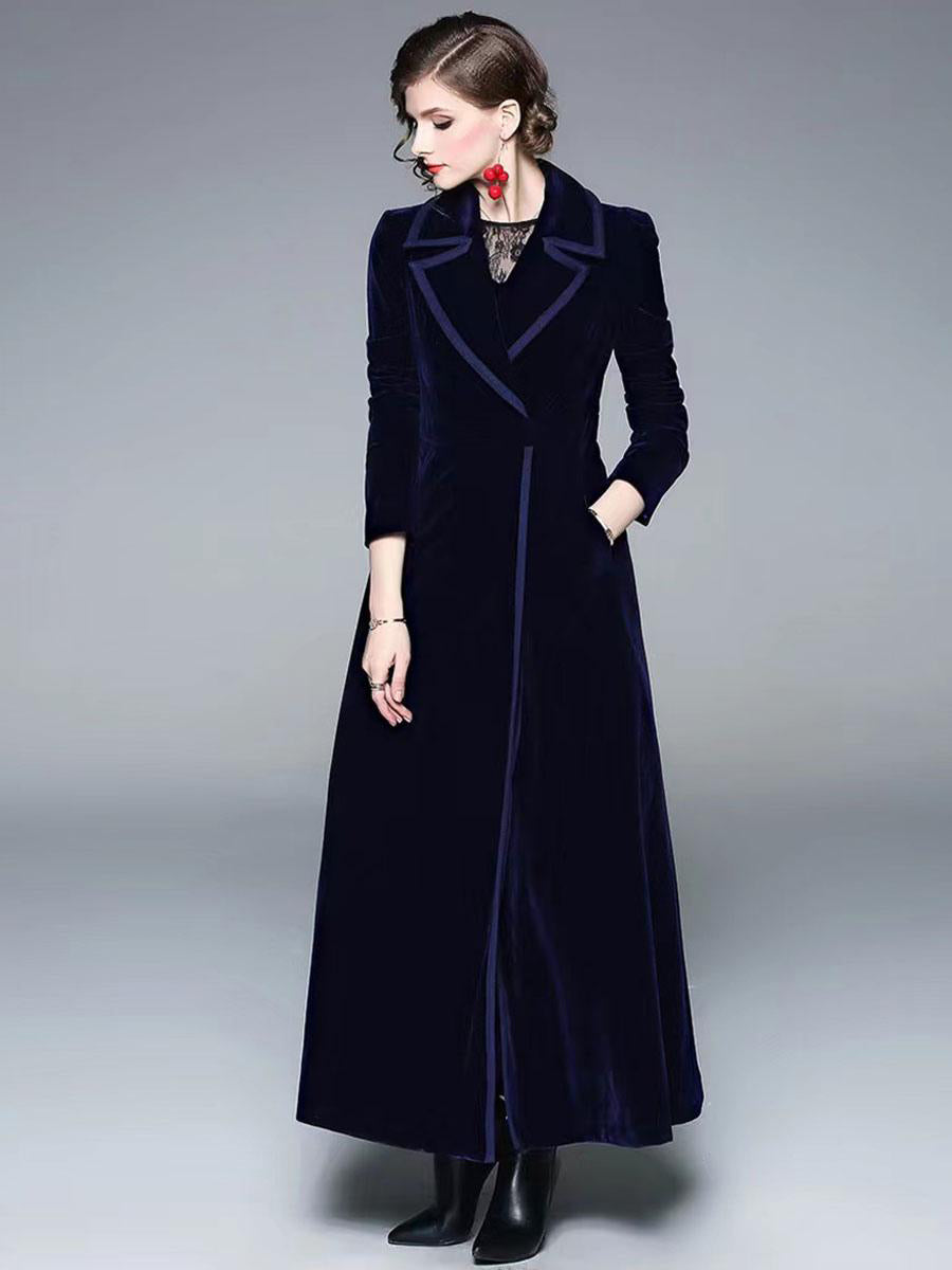 Women's Wrap Coat Turndown Collar Retro Burgundy Winter Outerwear