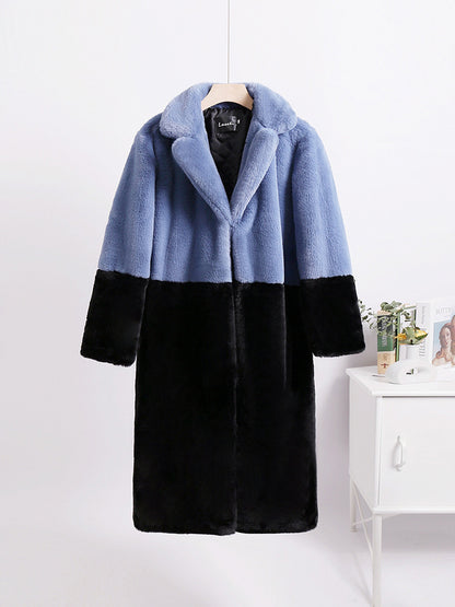 Faux Fur Coats For Women Two Tone Long Eco-friendly Fur Coat