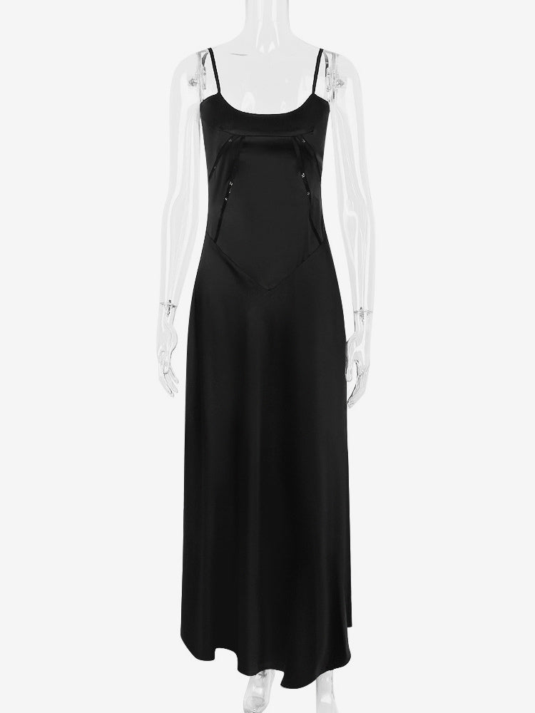 Corest Maxi Dress Adjustable Spaghetti Straps Backless Lace Up Prom Dresses