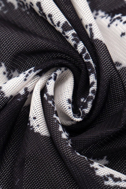 Zebra Print Long Sleeve High Slit Bodycon Maxi Dress