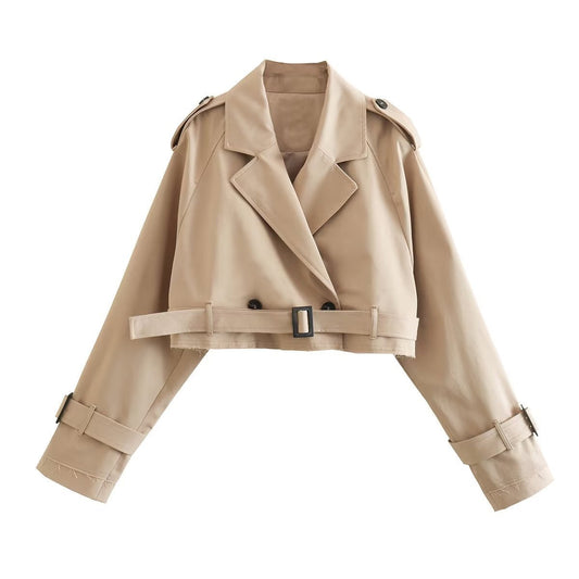 | Women's Short Double-Breasted Trench Coat