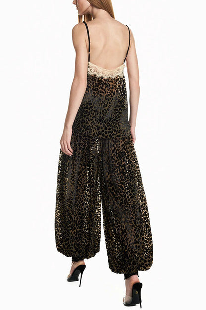 Wild Charm Leopard Print Smocked Elastic Waist Bloomers Pants