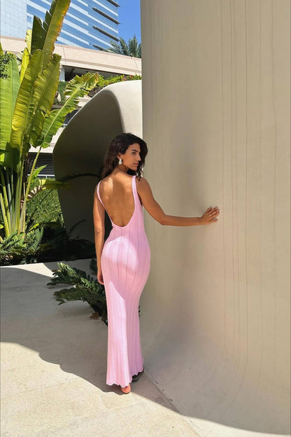 Knit Low Back Slip Dress