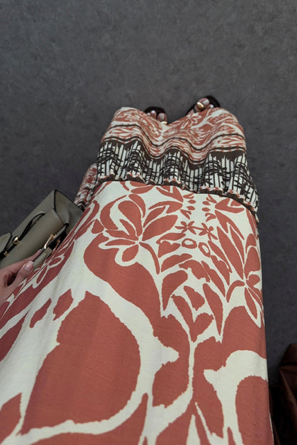 Bohemian Style Unique Print Halter Neck Casual Vacation Maxi Dress