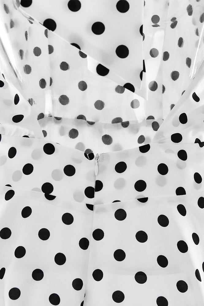 Polka Dot Halter Neck Backless Draped Blouson Top and Mini Skirt Two Piece Set
