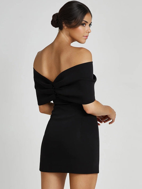 Bodycon Dresses Backless Foldover Party Mini Dresses In Black
