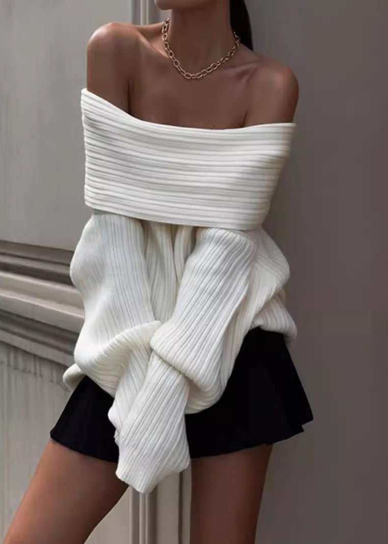 Oversized Off-Shoulder Knit Sweater