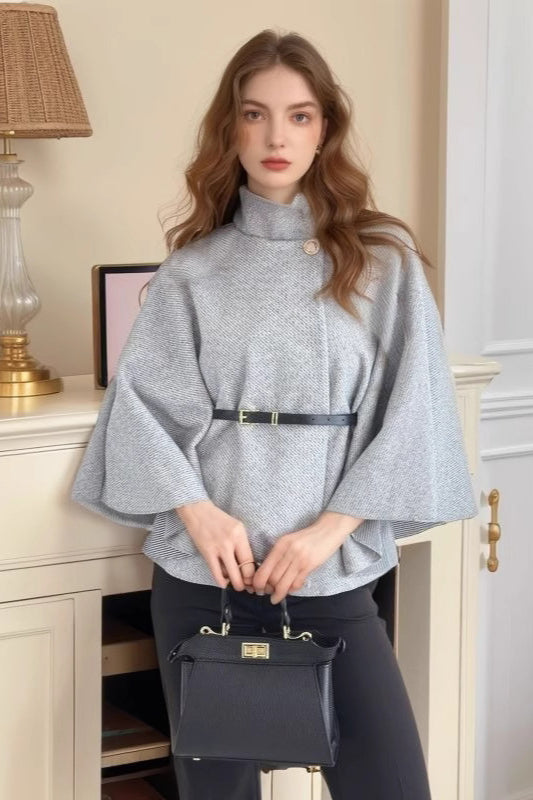 Belted Wool Cape Coat