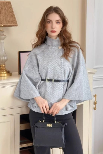 Belted Wool Cape Coat