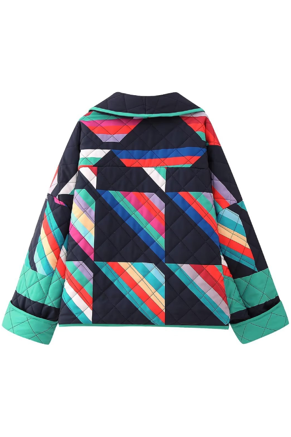 Fashion Printed Patchwork Cotton Cardigan Jacket