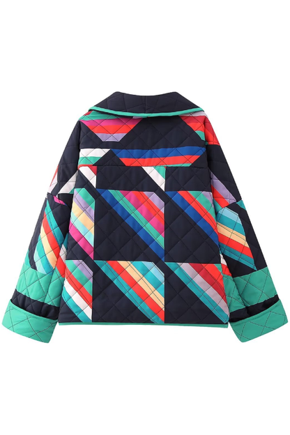 Fashion Printed Patchwork Cotton Cardigan Jacket