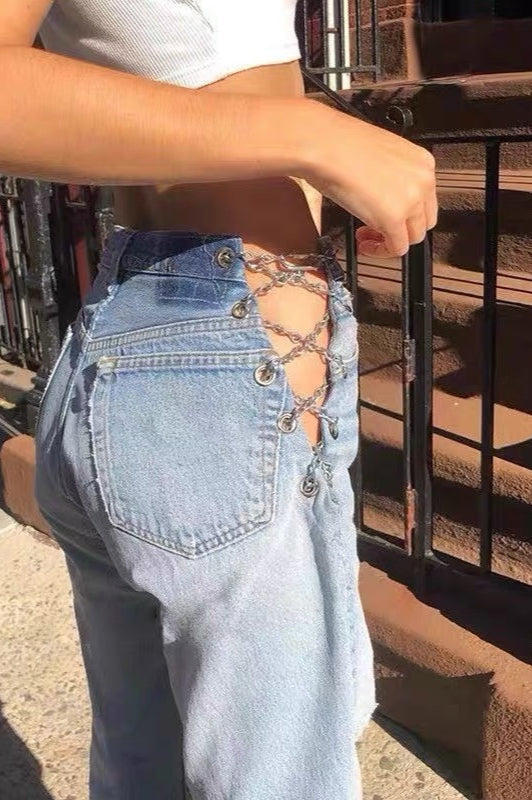 Slim Fit High Waist Straight Jean