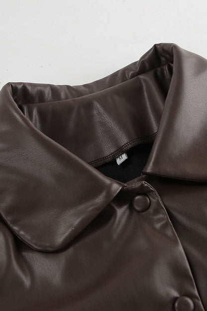 Classic Brown PU Crop Coat