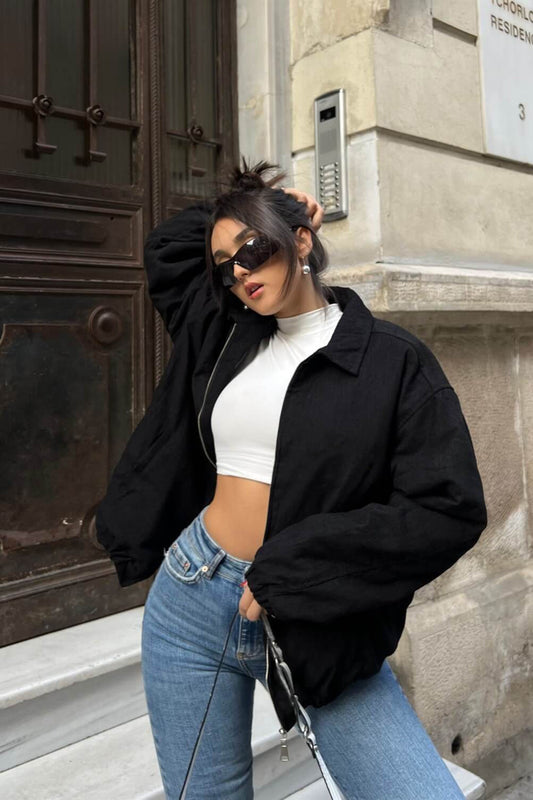 Zip Up Stand Collar Sweatshirt Jacket